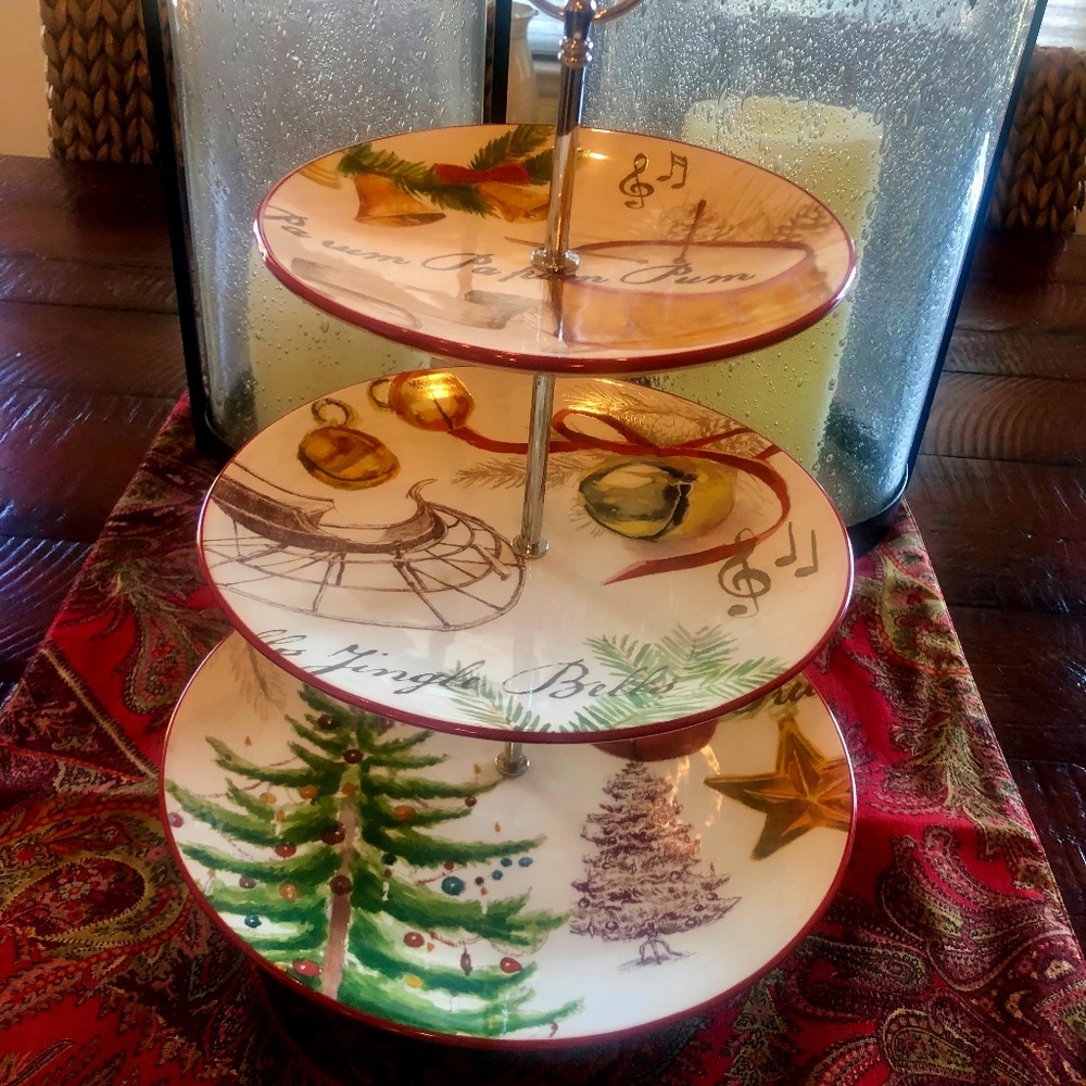 Williams Sonoma Christmas Carols 3-Tier Serving Plate